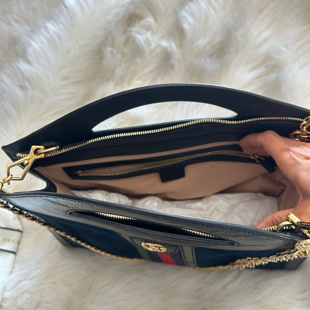 Gucci Black and Red Tote with Gold Chain - Picture 5 of 8